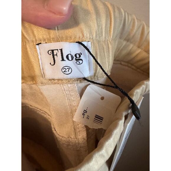 NWT Bevy Flog Shely Gold Pull On Drawstring Pants 27 - Picture 6 of 6